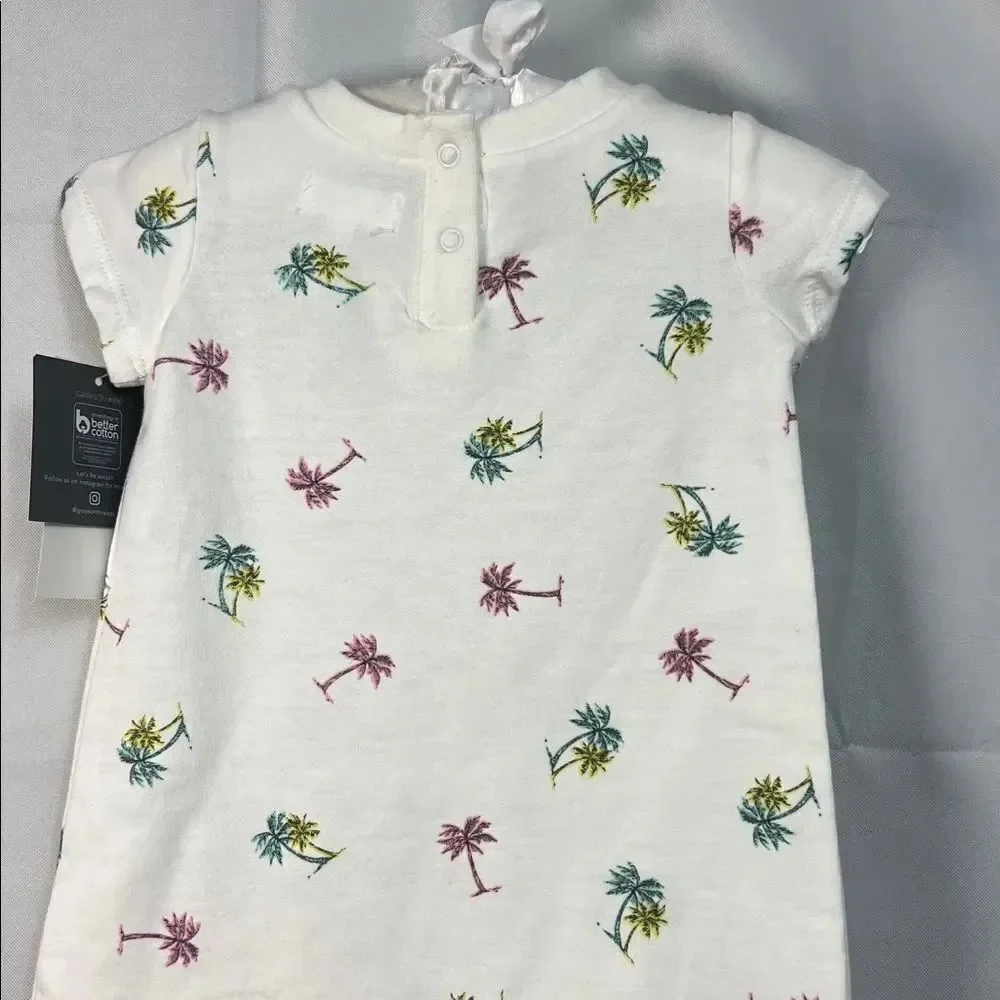 Grayson Mini cotton shortie romper with palm tree print New with tags